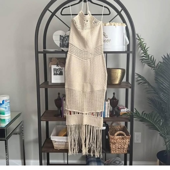 ZARA New W Tags Knit crochet Fringe Midi Dress Size Small - Picture 2 of 7